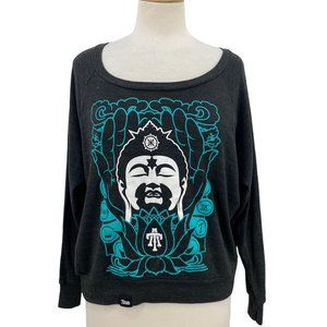 Teruo Women's Casual Pullover Gray Big Buddha Graphic Pullover Sweatshirt Size S
